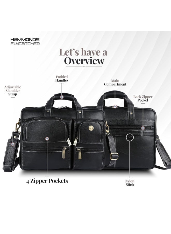  هاموندز فلاي كاتشر حقيبة مكتب جلد طبيعي للرجال، حقيبة لابتوب فاخرة . بوصة للرجال، جيوب متعددة وحزام قابل للتعديل، مثالية للمكتب والسفر والاستخدام اليومي - Image 3